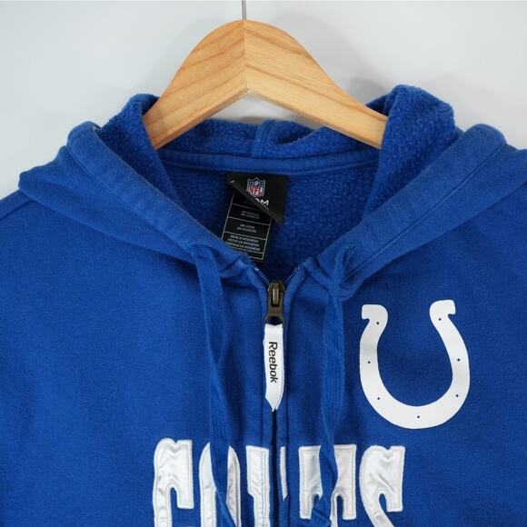 NFL Team Apparel Reebok Indianapolis Colts Womens L Full Zip Hoodie Sweatshirt - Picture 3 of 7